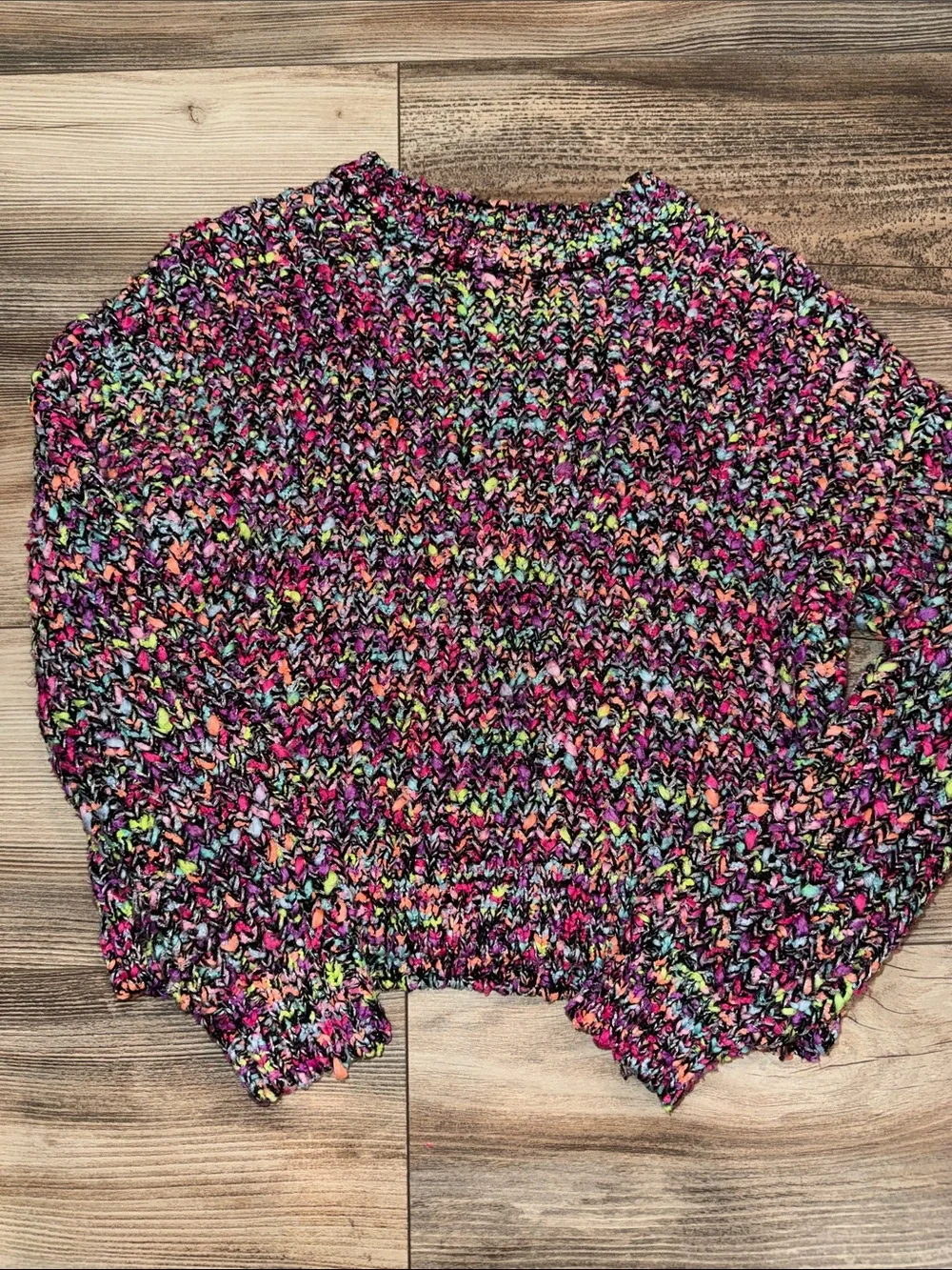 Girls Justice Girls' Crew Neck Popcorn Sweater, Multicolor Knit Sweater M(10)